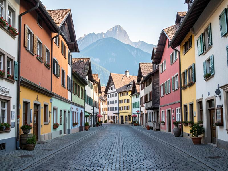 Altstadthaus in Füssen mit Blick Richtung Berge, Symbolbild für Hausmeisterservice Füssen