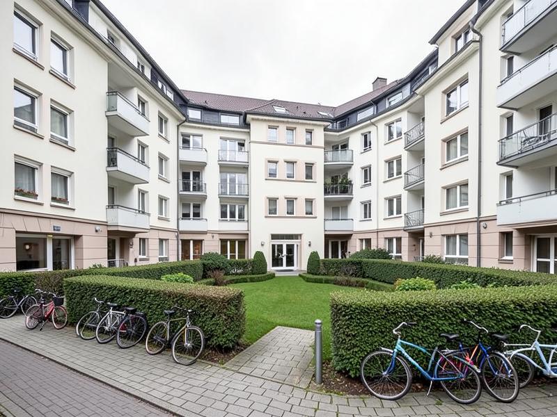 Gepflegtes Münchner Mehrfamilienhaus mit Innenhof, Symbolbild für Hausmeisterservice München