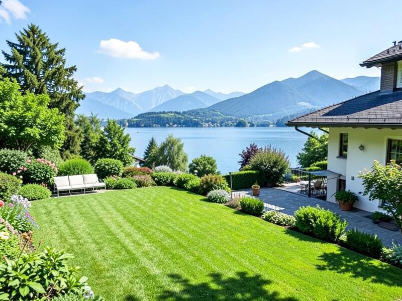 Gepflegter Garten mit Terrasse an einem Anwesen, Symbolbild für Hausmeisterservice Starnberg
